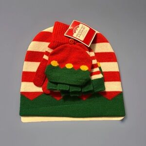 2 PIECE ELFIE BEANIE AND GLOVES SET BY HOLIDAY TIME
